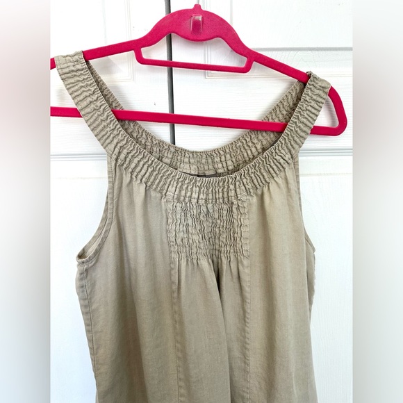 Sussan 100% Linen Taupe Smocked Sleeveless Dress-Size 8 - Picture 6 of 11